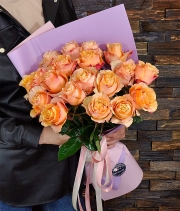 Изображение товара Букет троянд 19 шт. персиковий імпорт